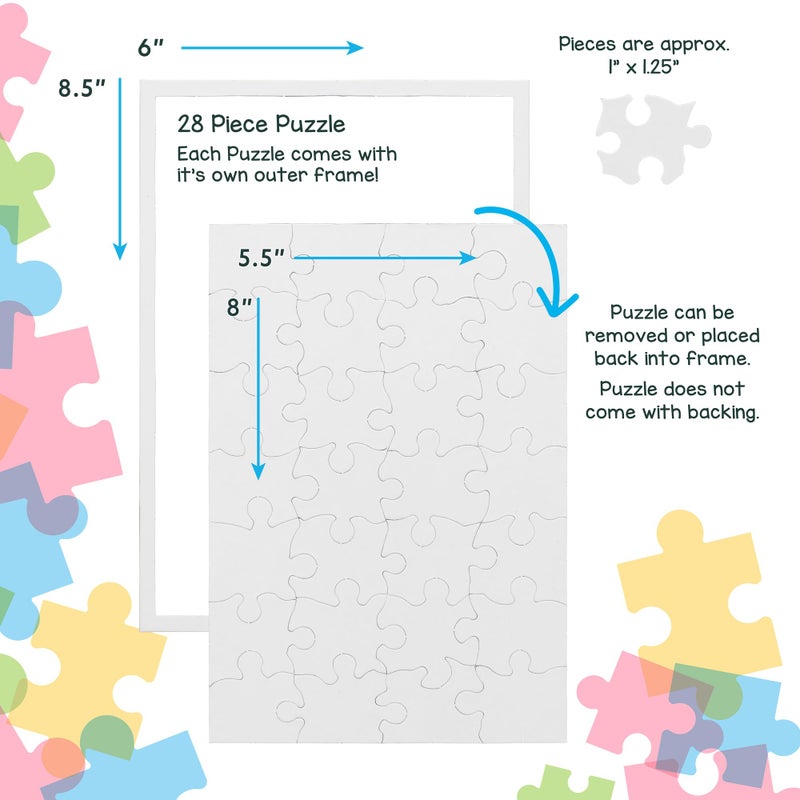 Hygloss 12 Blank Jigsaw Puzzles â€“ 5.5 x 8 Inch, 28 Pieces Each â€“ Hygloss DYI Party invites, Perfect for Decorating, Kids' Activities, Arts & Crafts or Party Favors - Puzzle Pieces to Draw On for Crafts - Image 3